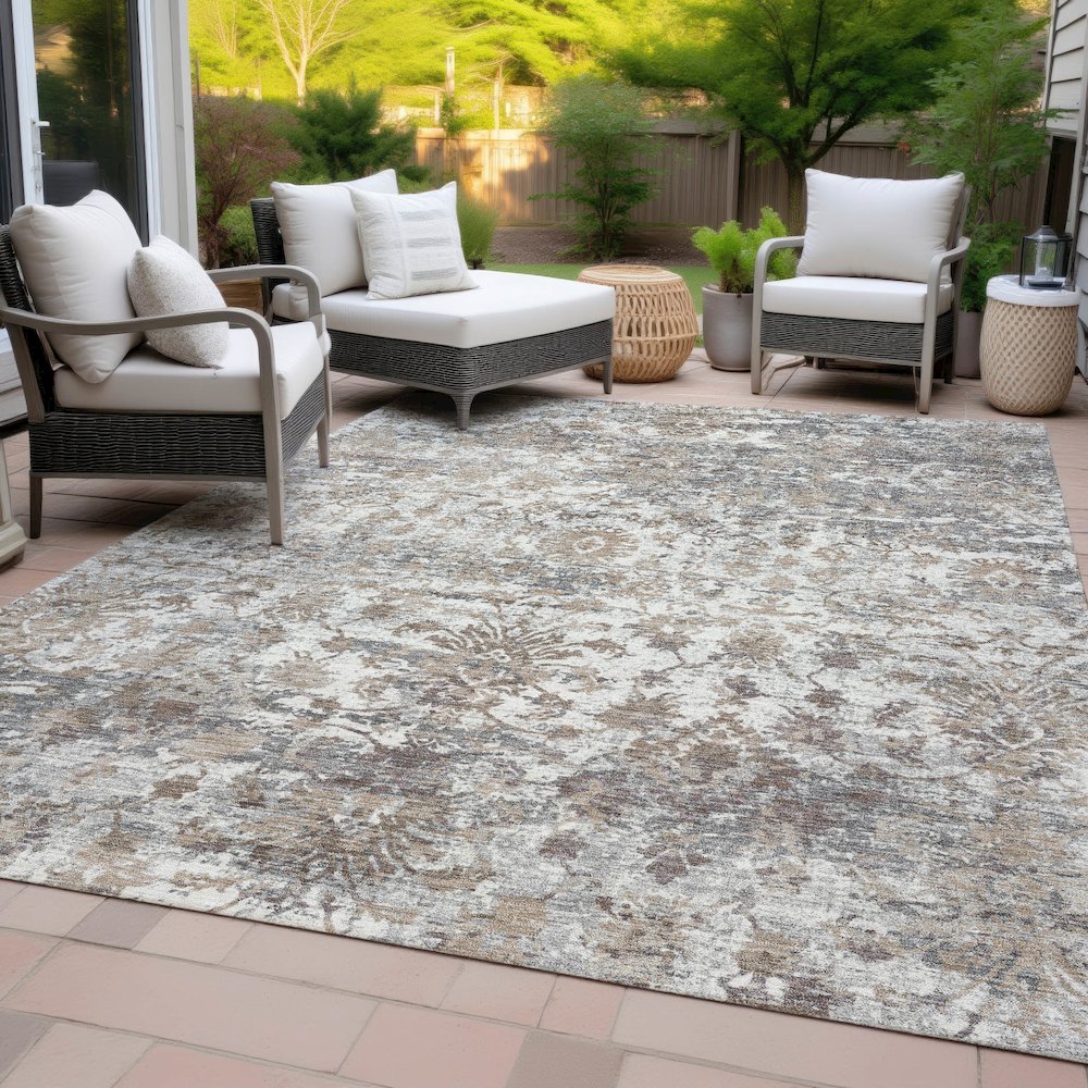 Machine Washable Indoor/Outdoor Chantille ACN2211 Taupe 10' x 14' Rug. Picture 8