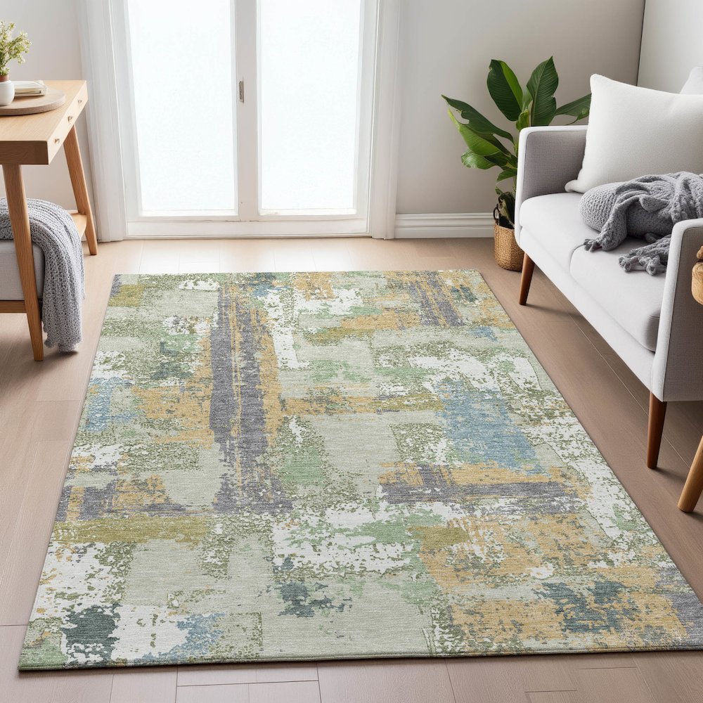Machine Washable Indoor/Outdoor Chantille ACN2212 Aloe 10' x 14' Rug. Picture 5