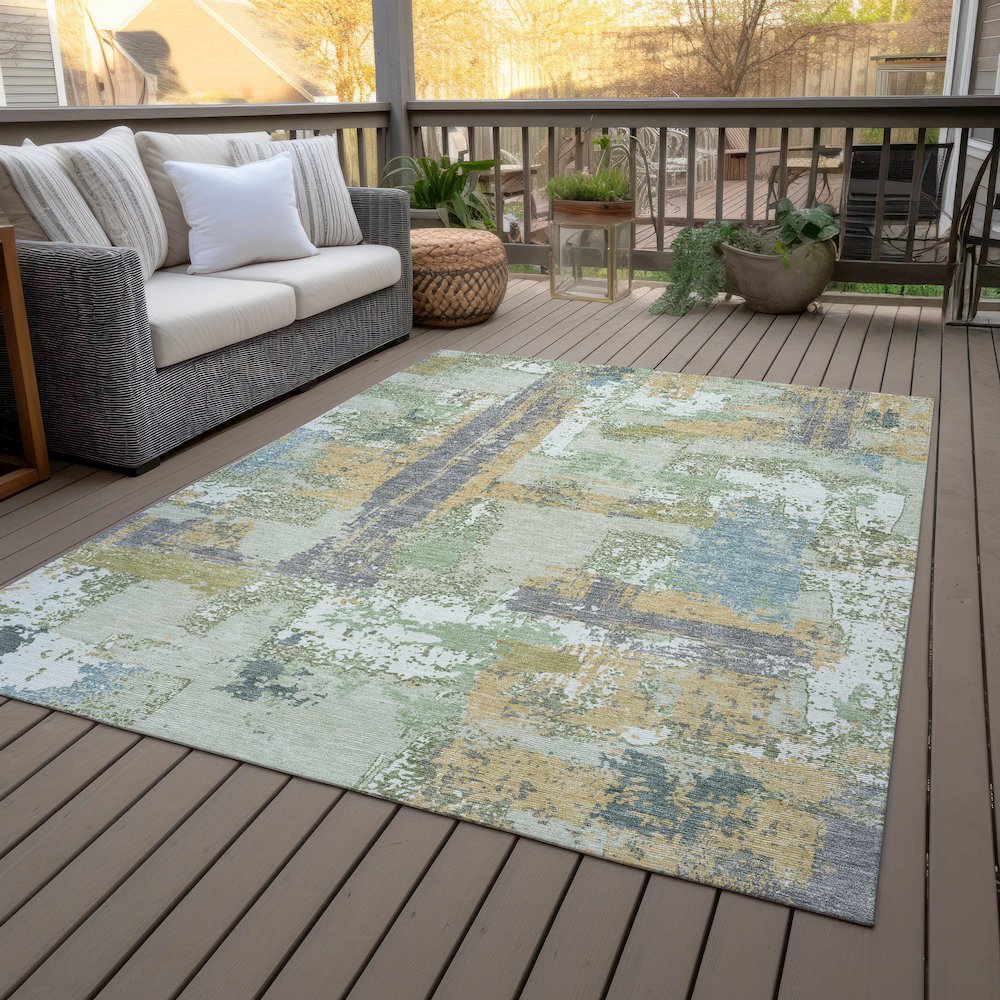 Machine Washable Indoor/Outdoor Chantille ACN2212 Aloe 10' x 14' Rug. Picture 8