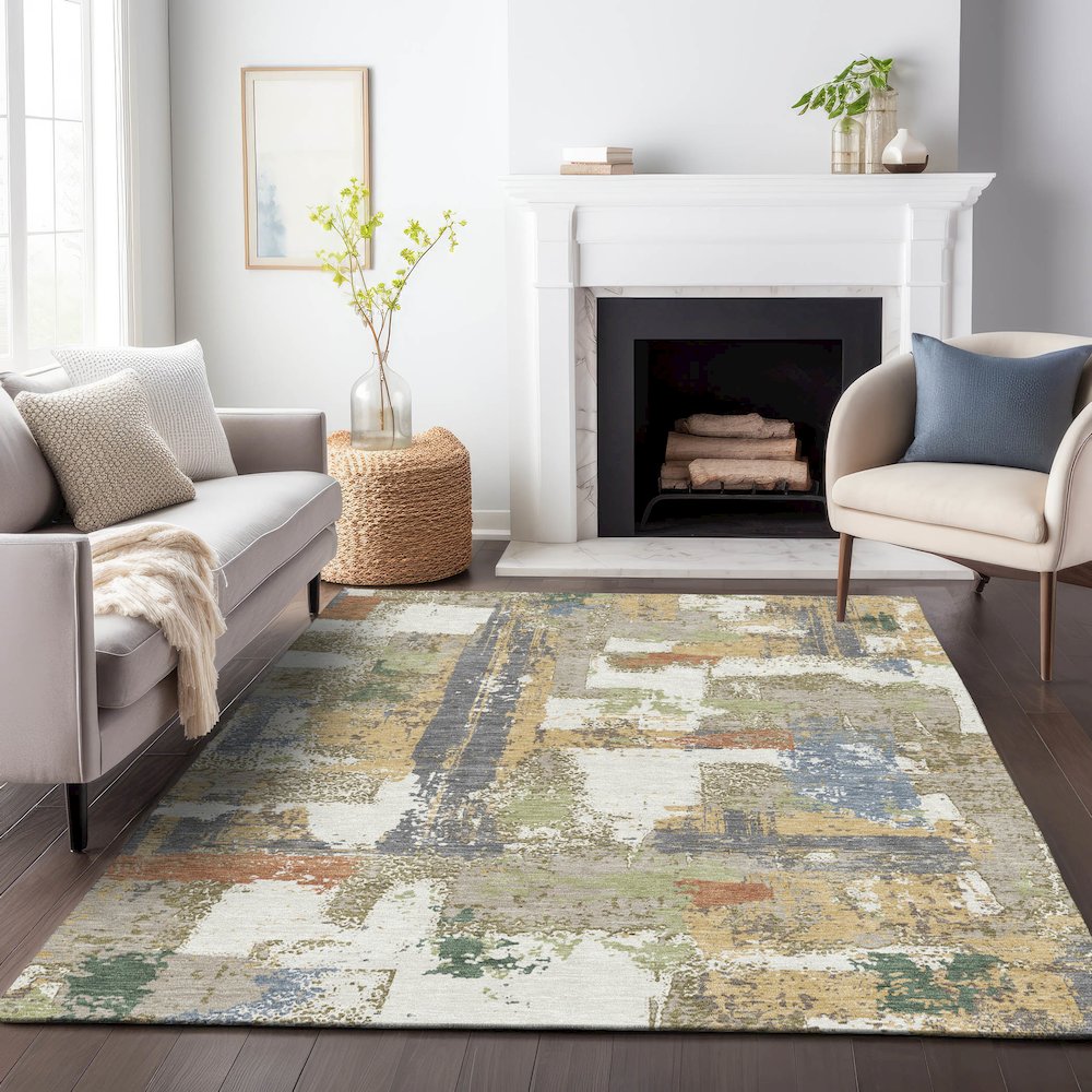 Machine Washable Indoor/Outdoor Chantille ACN2212 Ivory 10' x 14' Rug. Picture 6