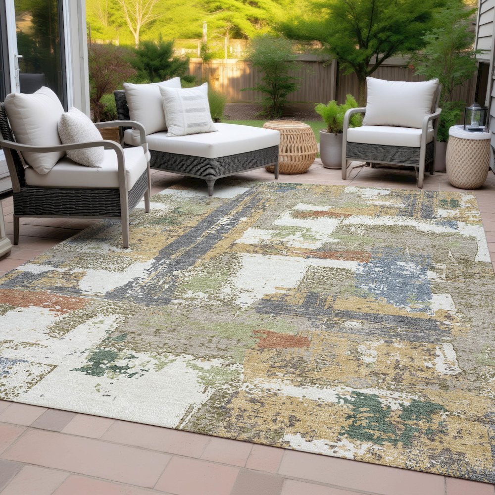 Machine Washable Indoor/Outdoor Chantille ACN2212 Ivory 10' x 14' Rug. Picture 8