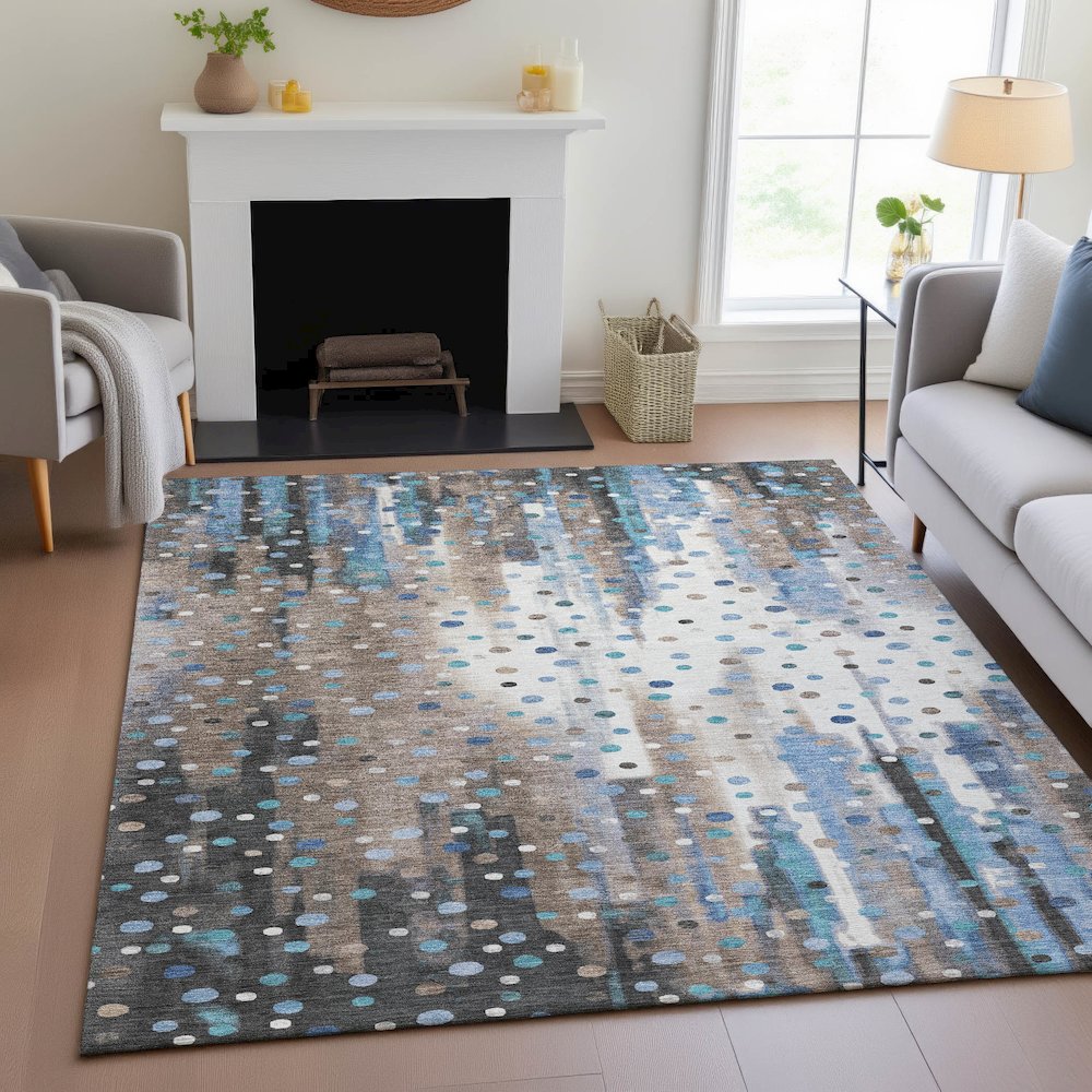Machine Washable Indoor/Outdoor Chantille ACN2213 Taupe 10' x 14' Rug. Picture 5