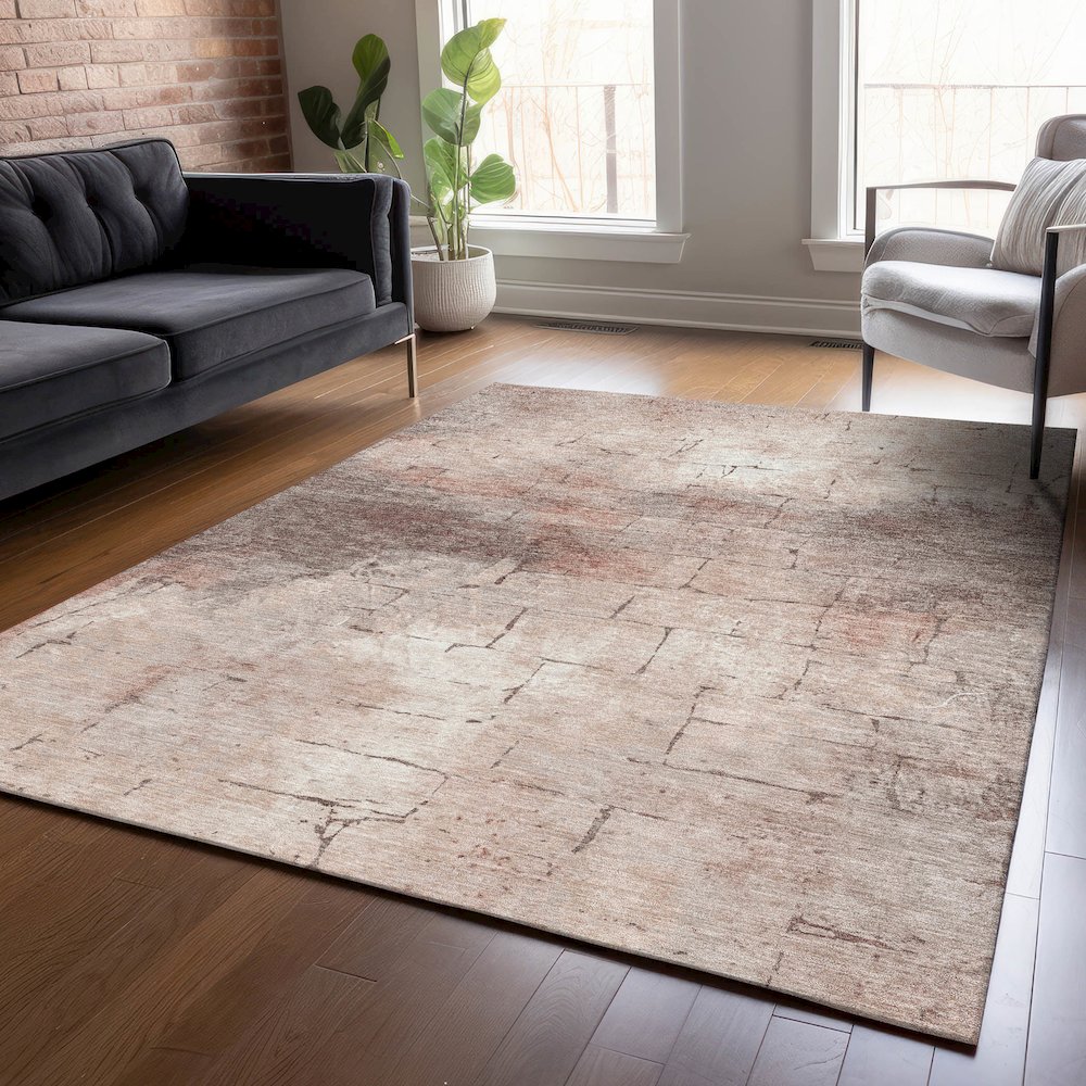 Machine Washable Indoor/Outdoor Chantille ACN2215 Coral 10' x 14' Rug. Picture 5