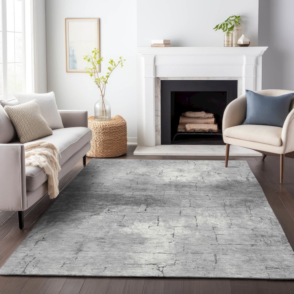 Machine Washable Indoor/Outdoor Chantille ACN2215 Gray 10' x 14' Rug. Picture 6