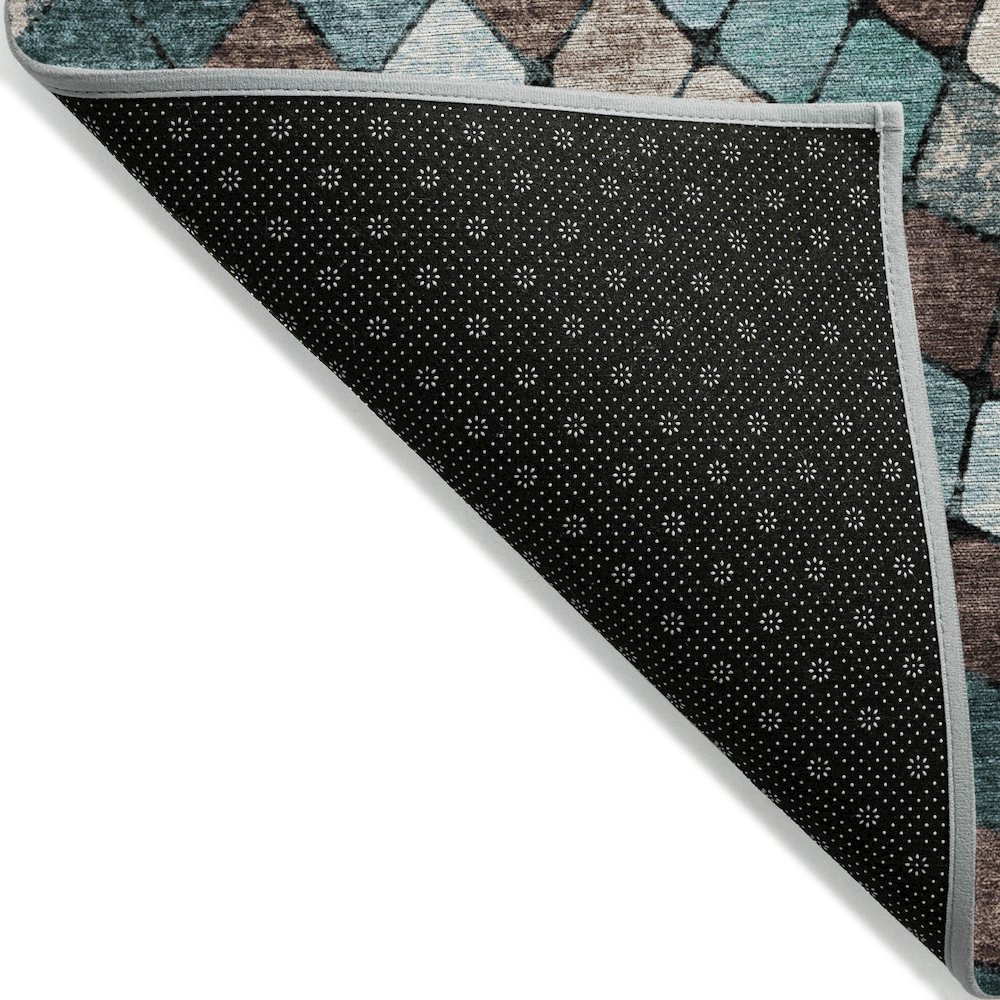 Machine Washable Indoor/Outdoor Chantille ACN2216 Teal 8' x 8' Round Rug. Picture 2