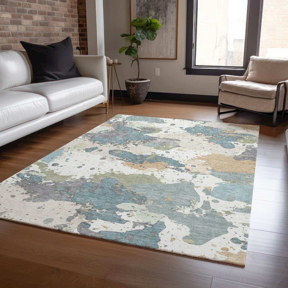 Machine Washable Indoor/Outdoor Chantille ACN2217 Seafoam 10' x 14' Rug. Picture 5