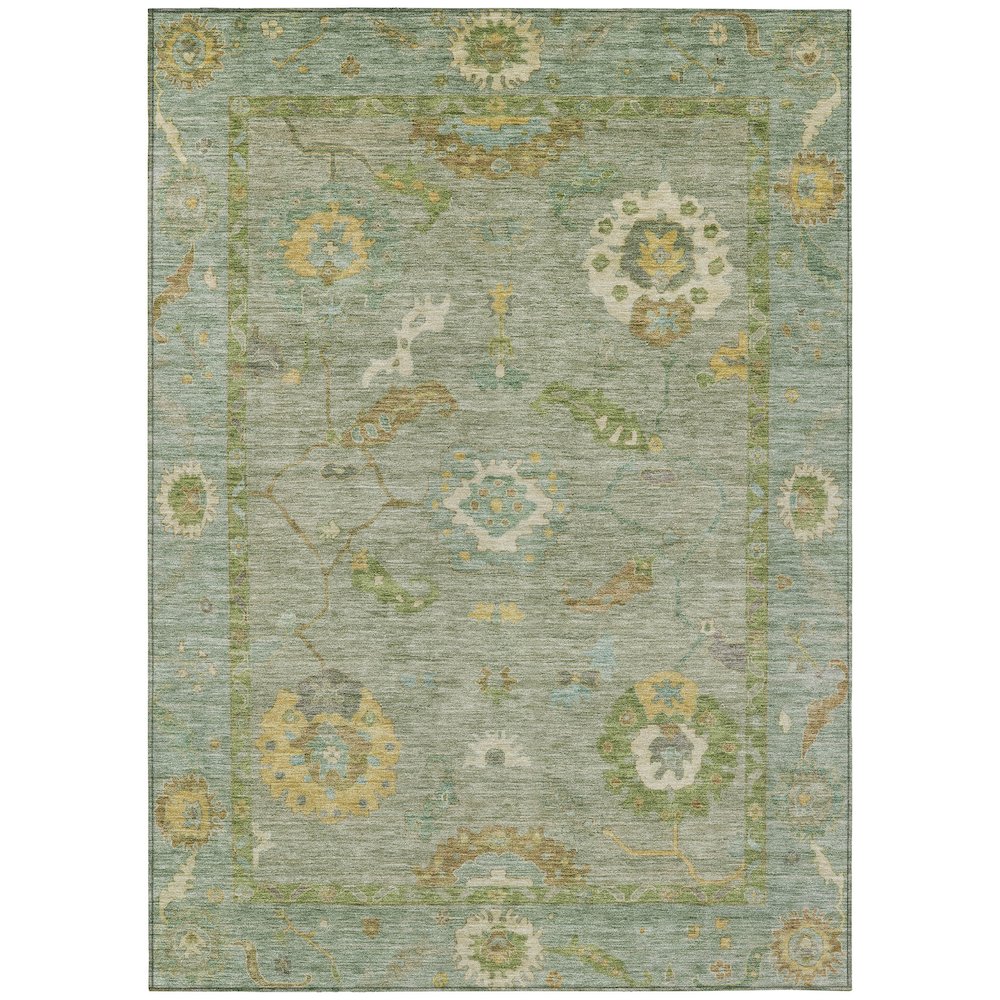 Machine Washable Indoor/Outdoor Chantille ACN2229 Green 10' x 14' Rug. Picture 1