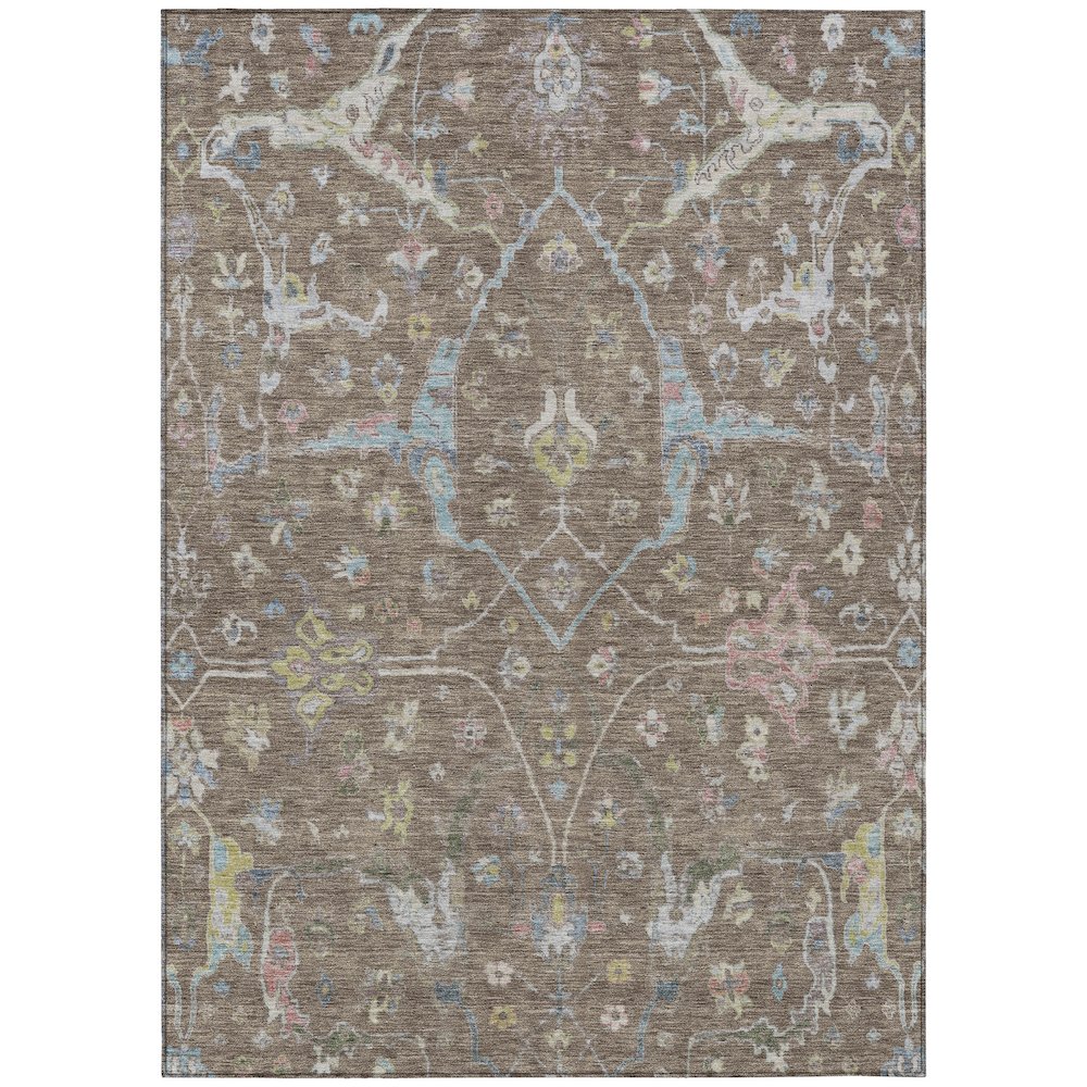 Machine Washable Indoor/Outdoor Chantille ACN2233 Brown 10' x 14' Rug. Picture 1
