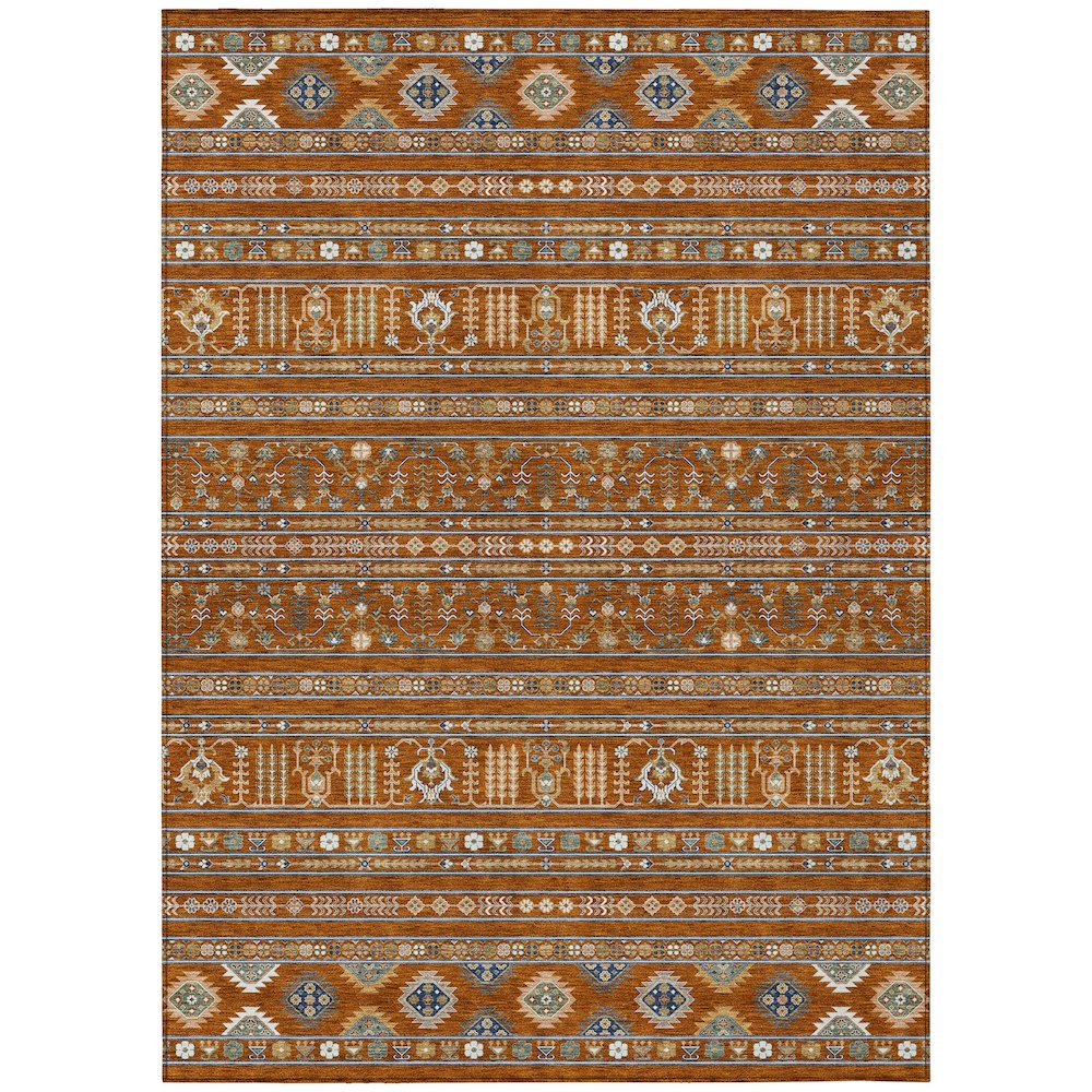 Machine Washable Indoor/Outdoor Chantille ACN2244 Orange 10' x 14' Rug. Picture 1