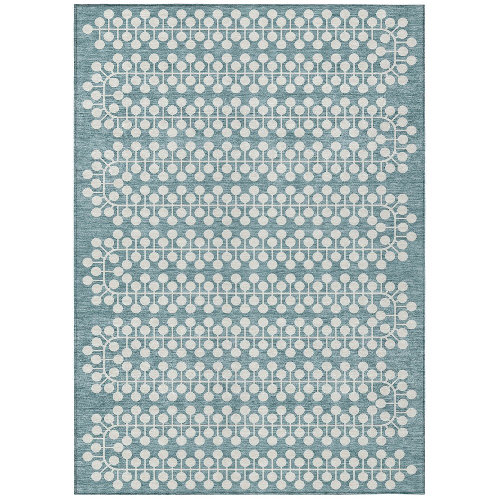 Machine Washable Indoor/Outdoor Chantille ACN2247 Teal 10' x 14' Rug. Picture 1