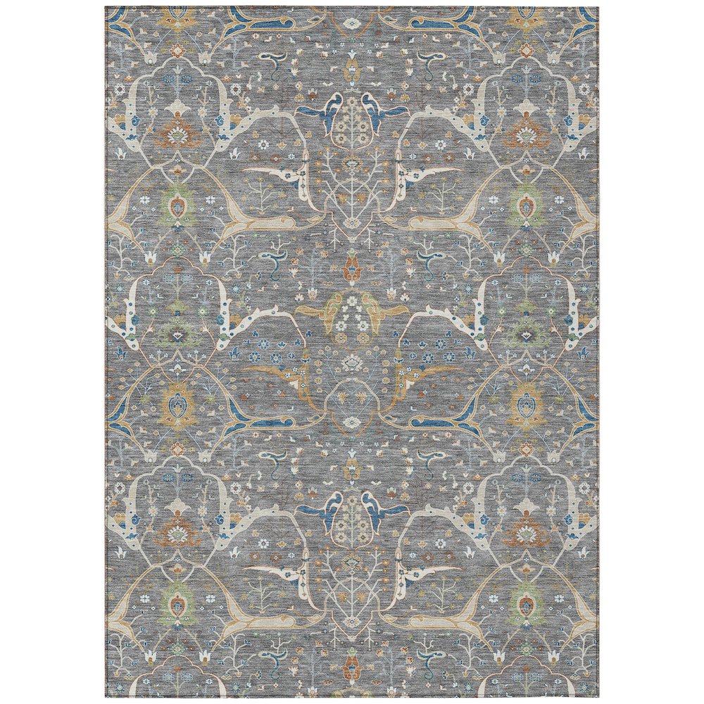 Machine Washable Indoor/Outdoor Chantille ACN2250 Gray 10' x 14' Rug. Picture 1