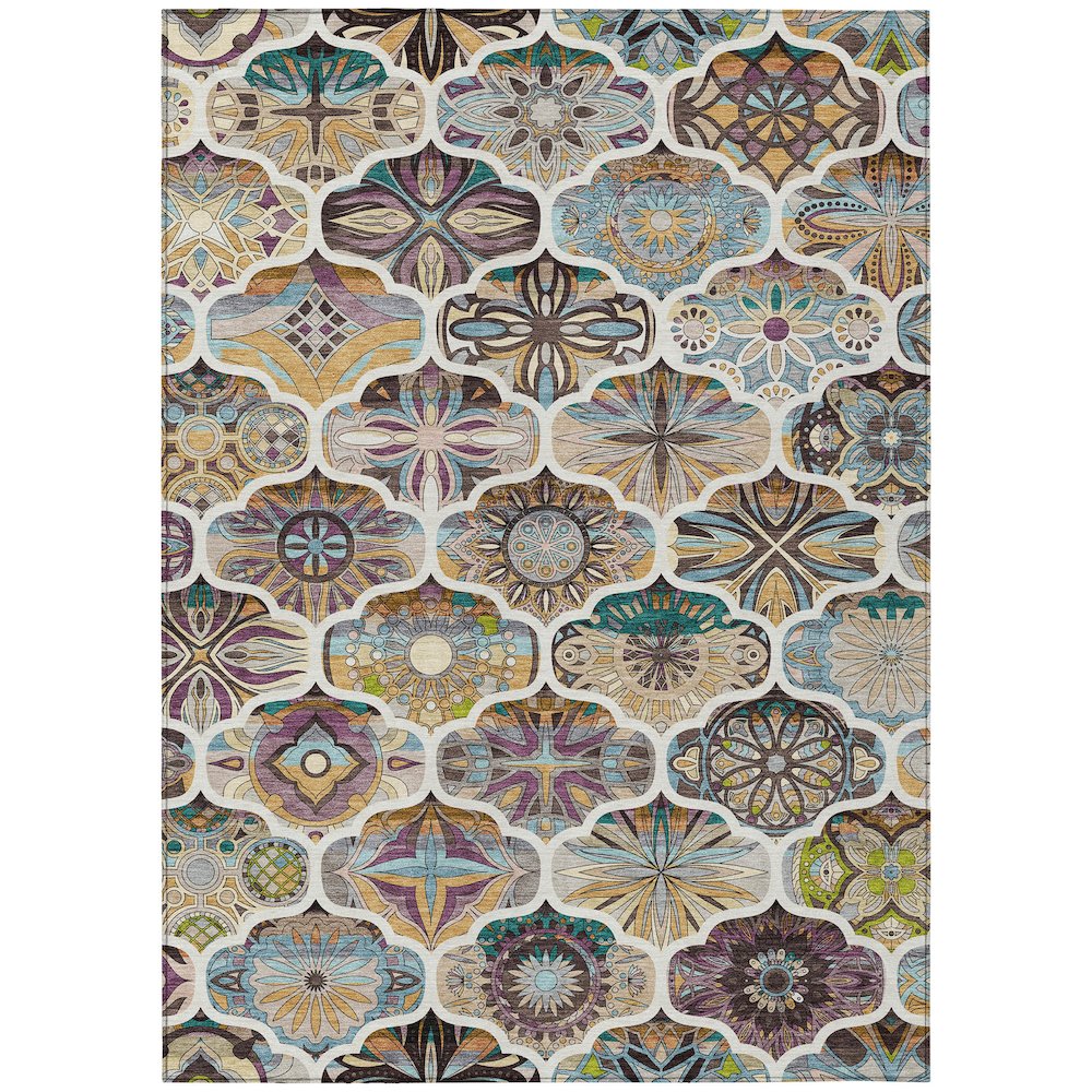 Machine Washable Indoor/Outdoor Chantille ACN2257 Brown 10' x 14' Rug. Picture 1