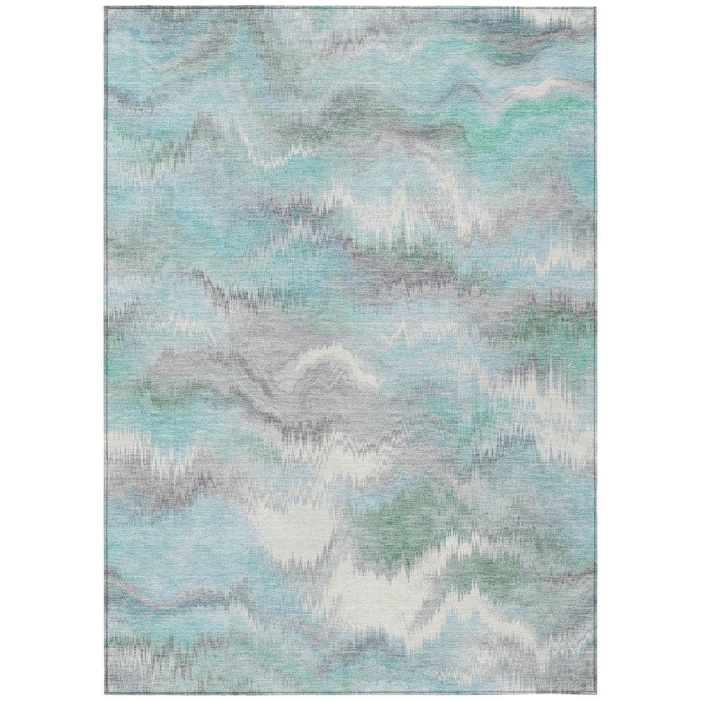Machine Washable Indoor/Outdoor Chantille ACN2258 Teal 10' x 14' Rug. Picture 1