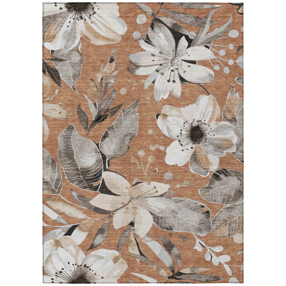 Machine Washable Indoor/Outdoor Chantille ACN2260 Orange 10' x 14' Rug. Picture 1