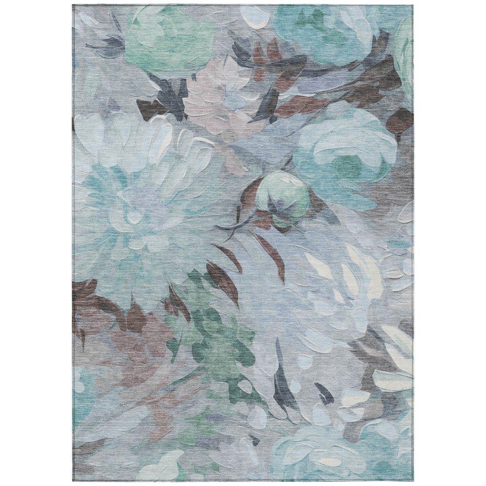 Machine Washable Indoor/Outdoor Chantille ACN2264 Teal 10' x 14' Rug. Picture 1