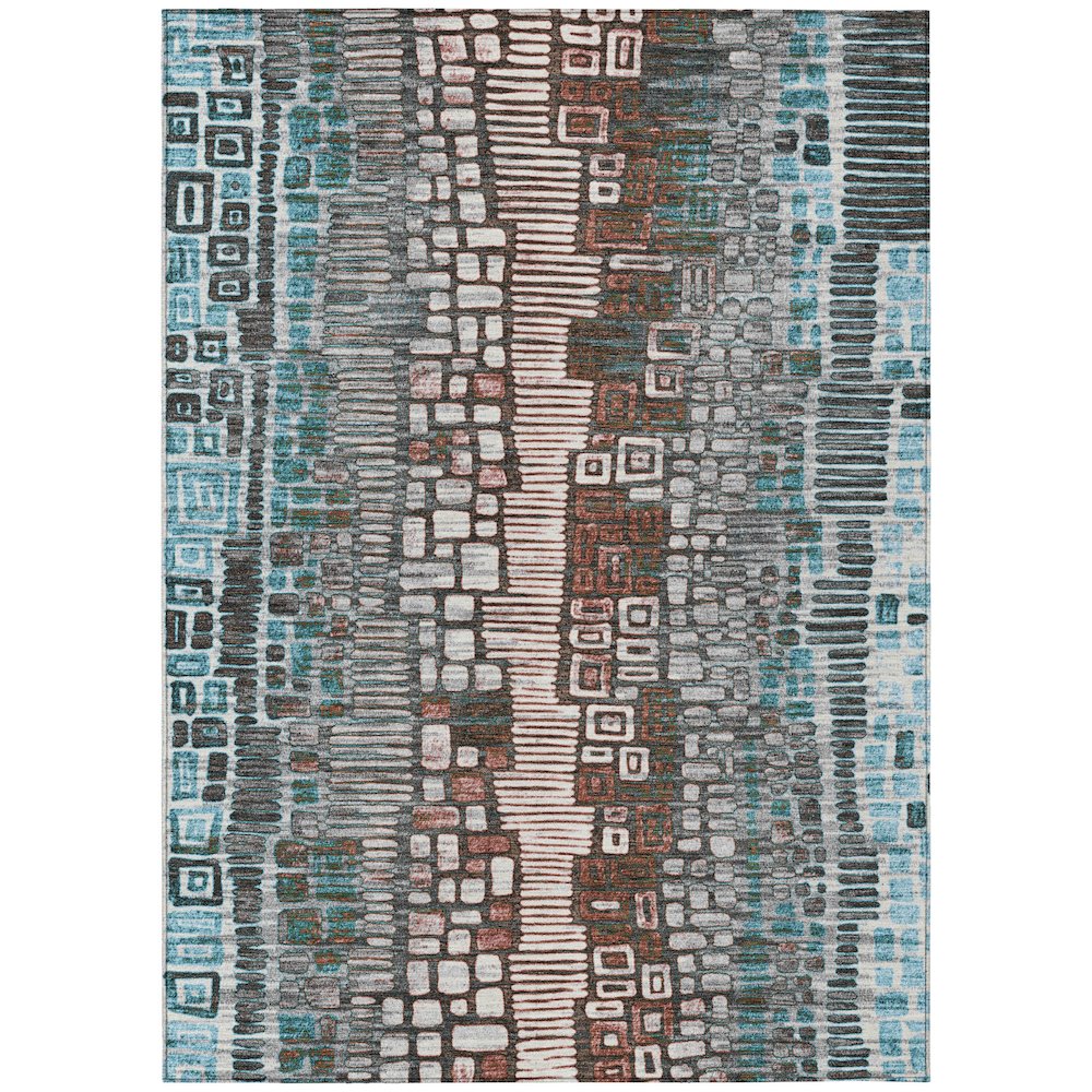 Machine Washable Indoor/Outdoor Chantille ACN2268 Teal 10' x 14' Rug. Picture 1
