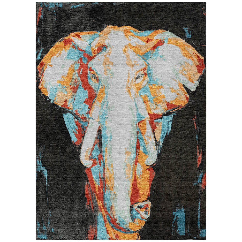 Machine Washable Indoor/Outdoor Chantille ACN2279 Black 10' x 14' Rug. Picture 1