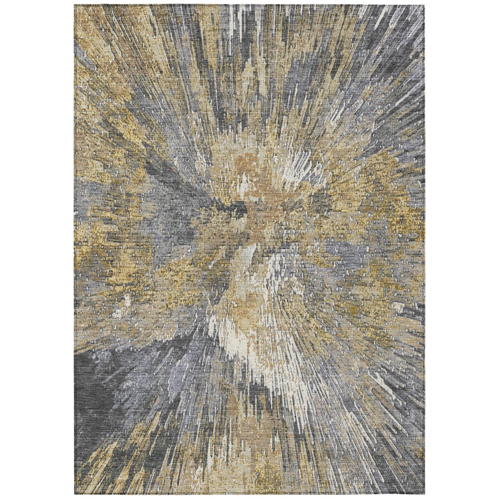 Machine Washable Indoor/Outdoor Chantille ACN2283 Gold 10' x 14' Rug. Picture 1