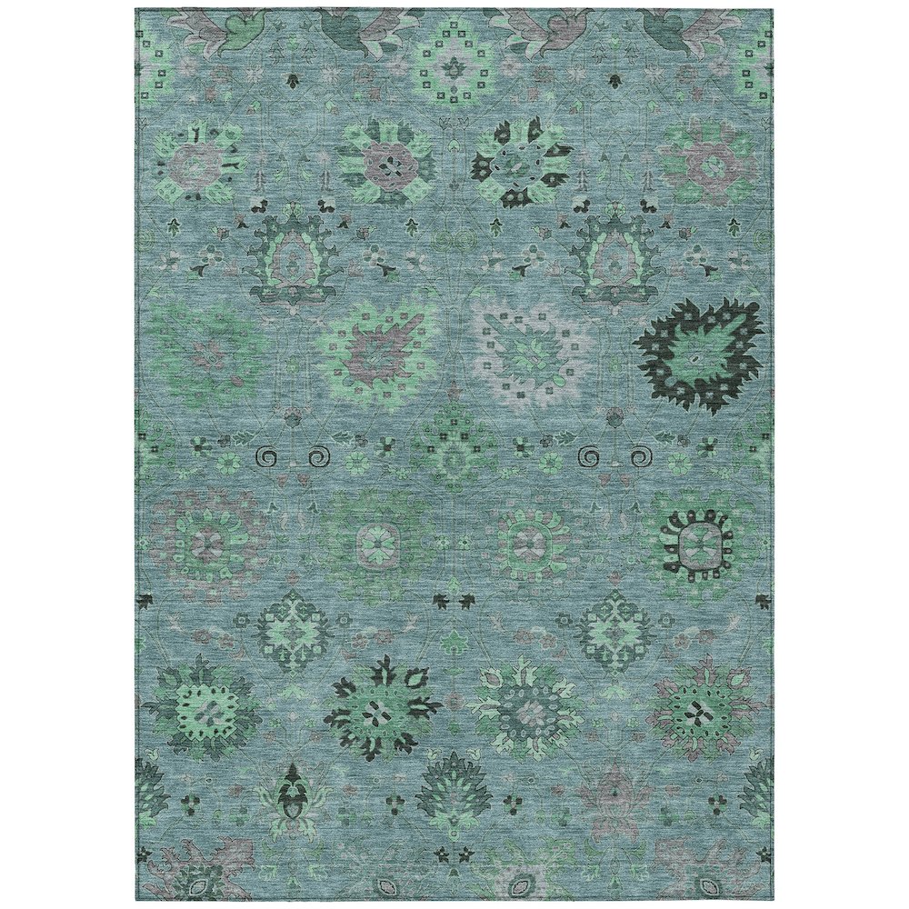 Machine Washable Indoor/Outdoor Chantille ACN2289 Teal 10' x 14' Rug. Picture 1