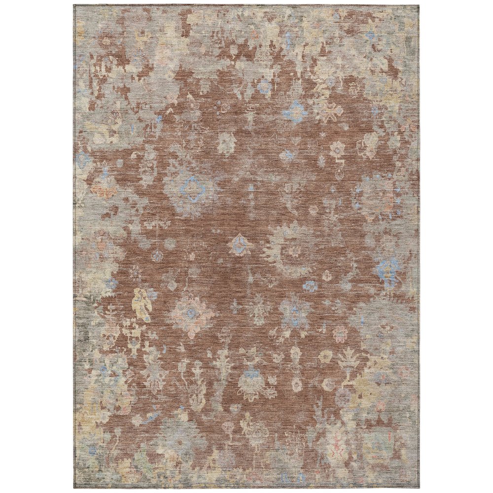 Machine Washable Indoor/Outdoor Chantille ACN2302 Orange 10' x 14' Rug. Picture 1