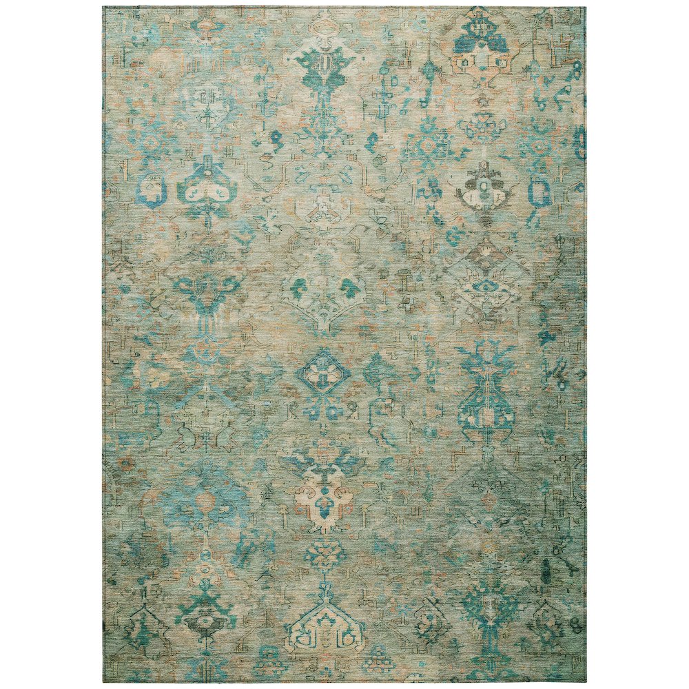 Machine Washable Indoor/Outdoor Chantille ACN2320 Teal 10' x 14' Rug. Picture 1