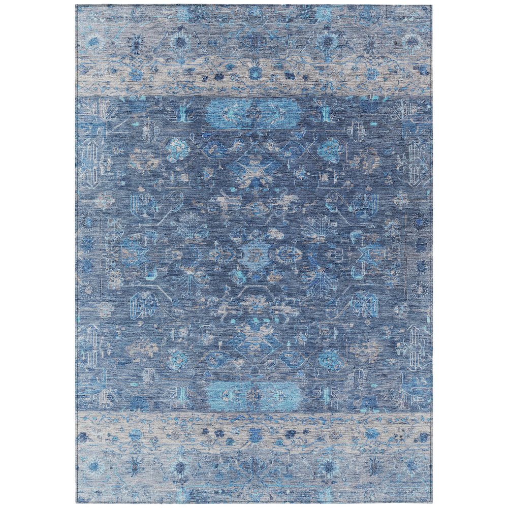 Machine Washable Indoor/Outdoor Chantille ACN2323 Blue 10' x 14' Rug. Picture 1