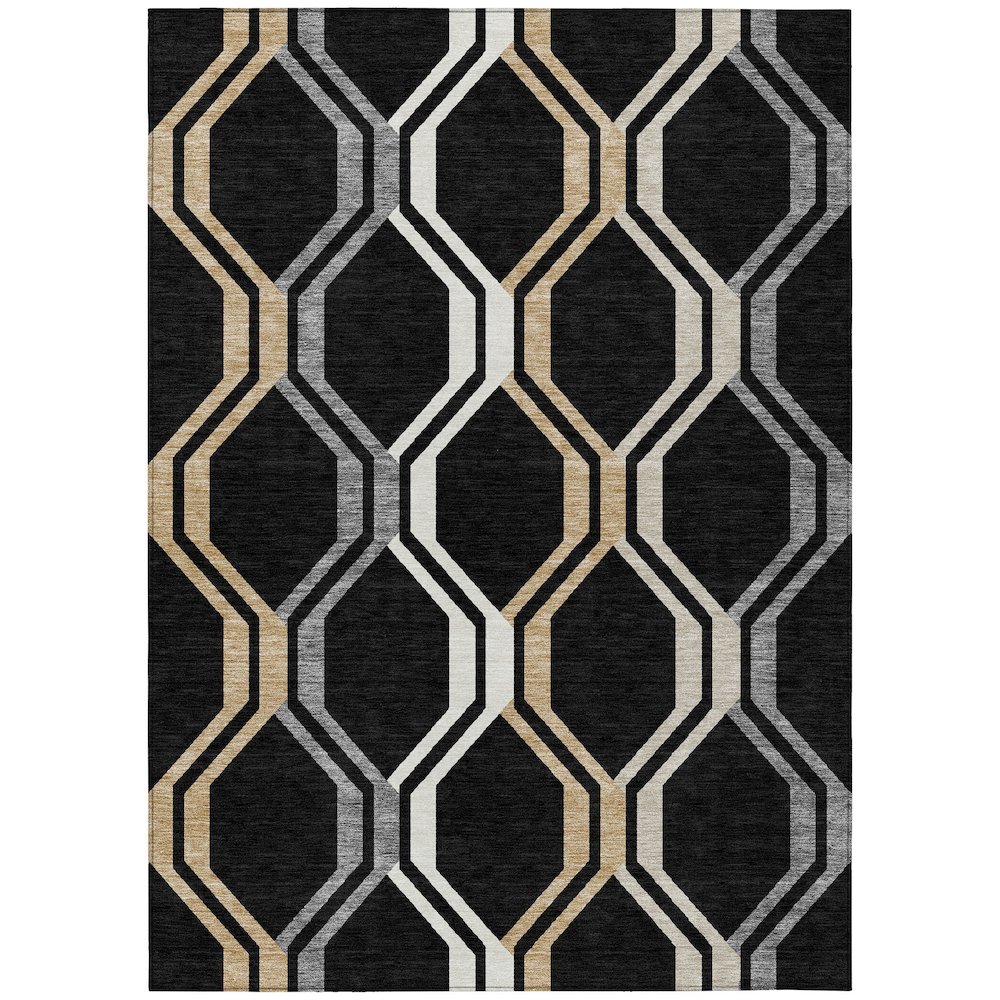 Machine Washable Indoor/Outdoor Chantille ACN2326 Black 10' x 14' Rug. Picture 1
