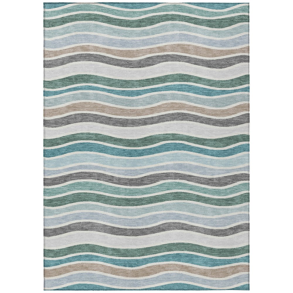 Machine Washable Indoor/Outdoor Chantille ACN2333 Teal 10' x 14' Rug. Picture 1