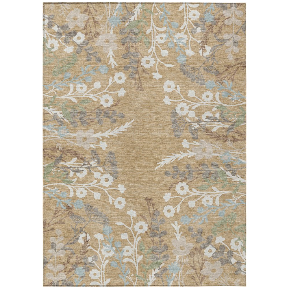 Machine Washable Indoor/Outdoor Chantille ACN2334 Gold 10' x 14' Rug. Picture 1