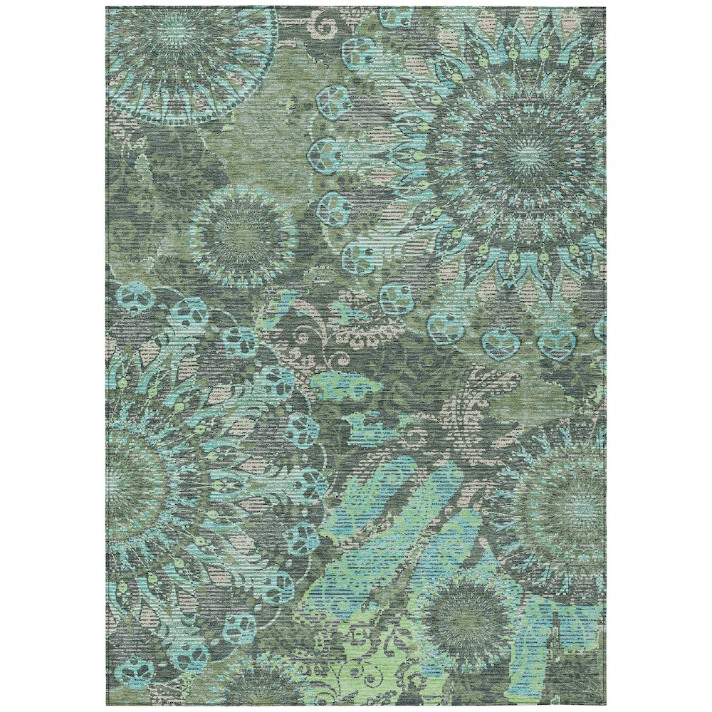 Machine Washable Indoor/Outdoor Chantille ACN2335 Green 10' x 14' Rug. Picture 1