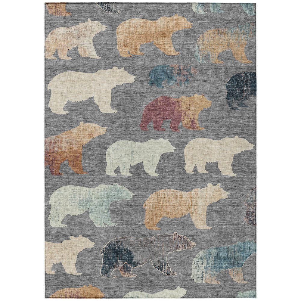 Machine Washable Indoor/Outdoor Chantille ACN2338 Gray 10' x 14' Rug. Picture 1