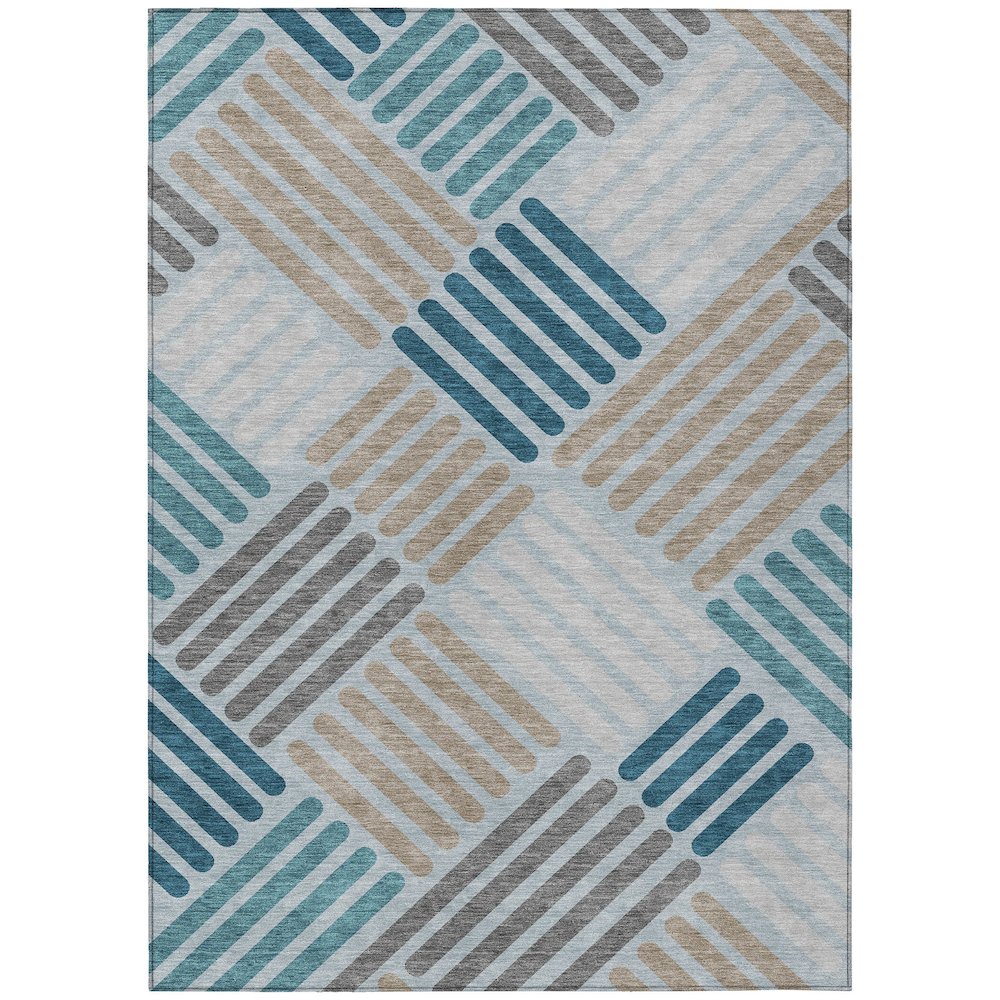 Machine Washable Indoor/Outdoor Chantille ACN2339 Teal 10' x 14' Rug. Picture 1