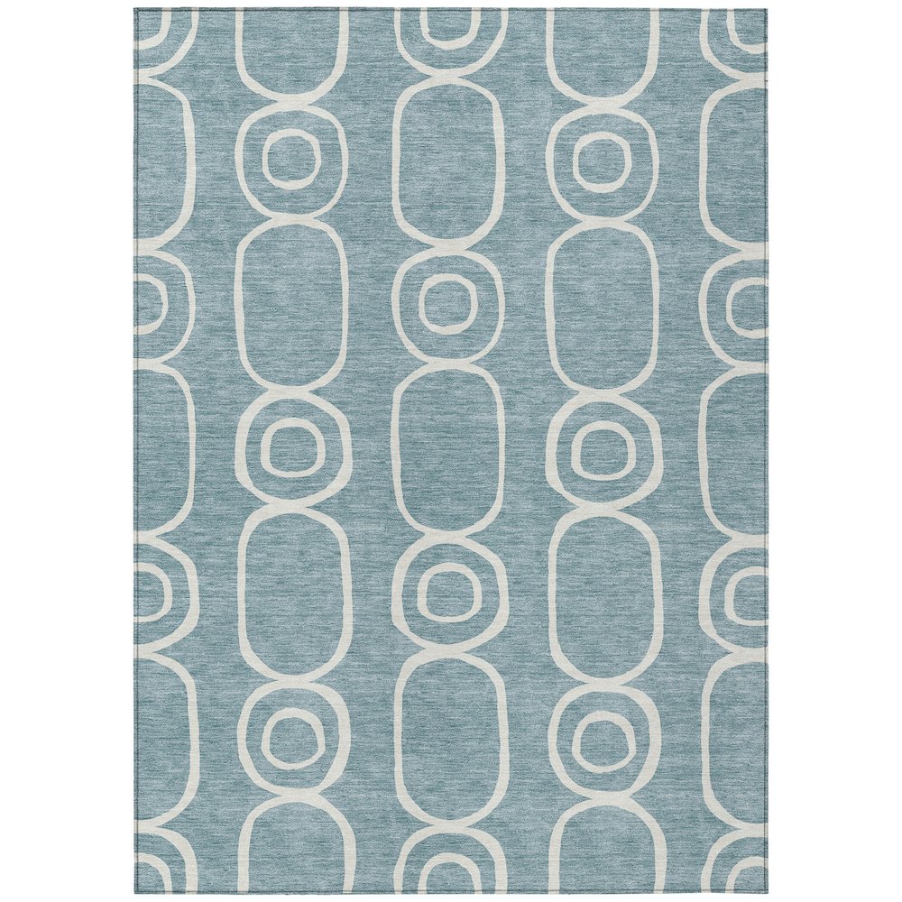 Machine Washable Indoor/Outdoor Chantille ACN2344 Teal 10' x 14' Rug. Picture 1