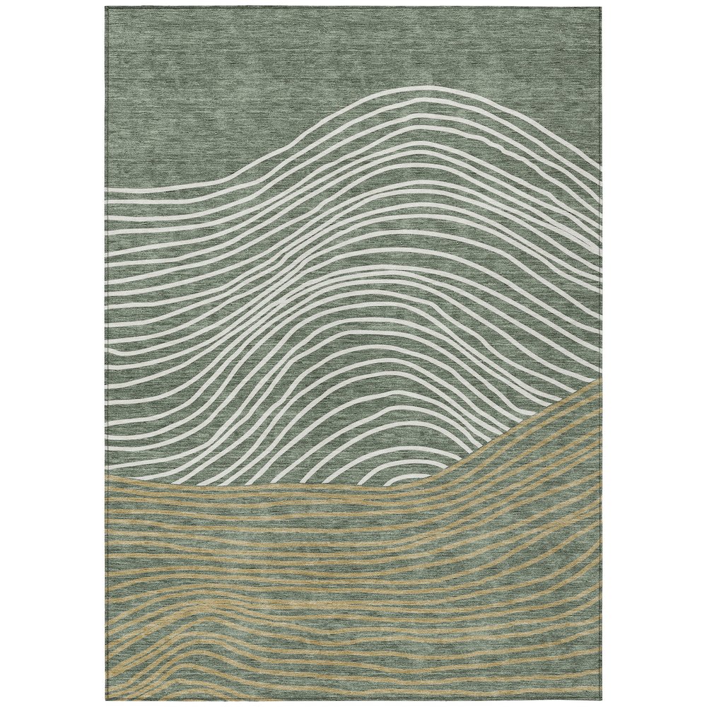 Machine Washable Indoor/Outdoor Chantille ACN2350 Green 10' x 14' Rug. Picture 1