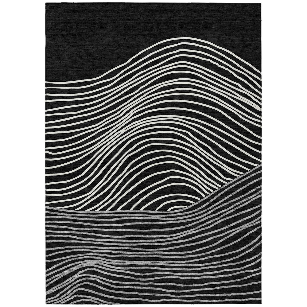 Machine Washable Indoor/Outdoor Chantille ACN2350 Black 10' x 14' Rug. Picture 1