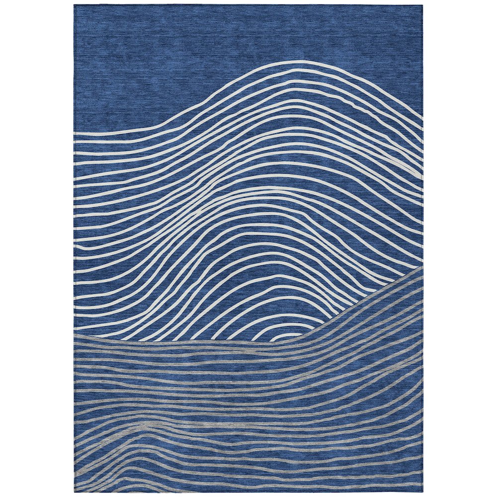 Machine Washable Indoor/Outdoor Chantille ACN2350 Blue 10' x 14' Rug. Picture 1