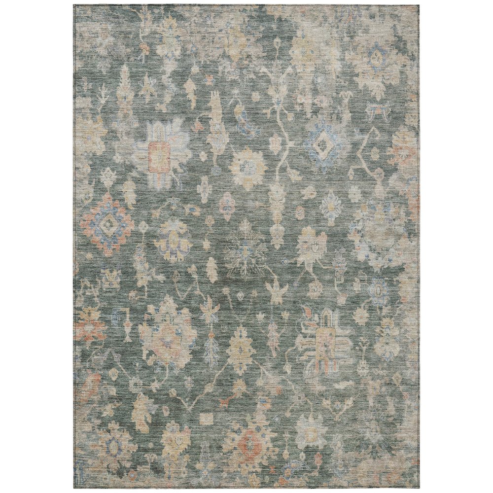 Machine Washable Indoor/Outdoor Chantille ACN2355 Green 10' x 14' Rug. Picture 1