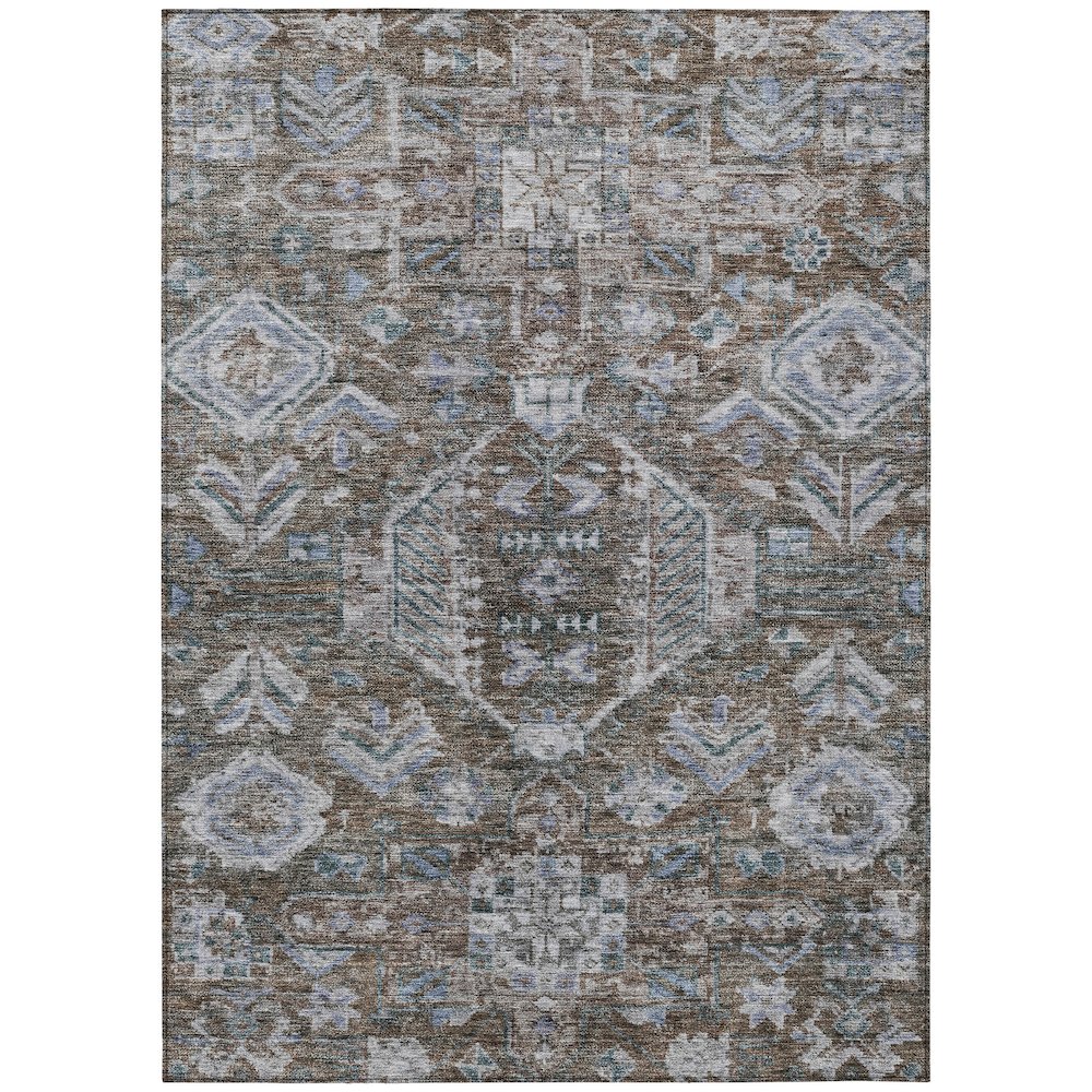 Machine Washable Indoor/Outdoor Chantille ACN2356 Brown 10' x 14' Rug. Picture 1
