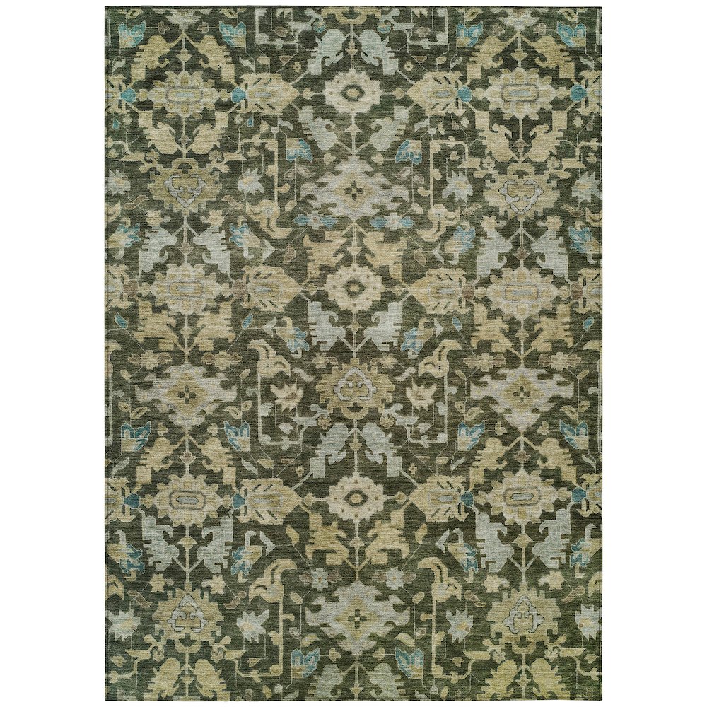 Machine Washable Indoor/Outdoor Chantille ACN2358 Green 10' x 14' Rug. Picture 1