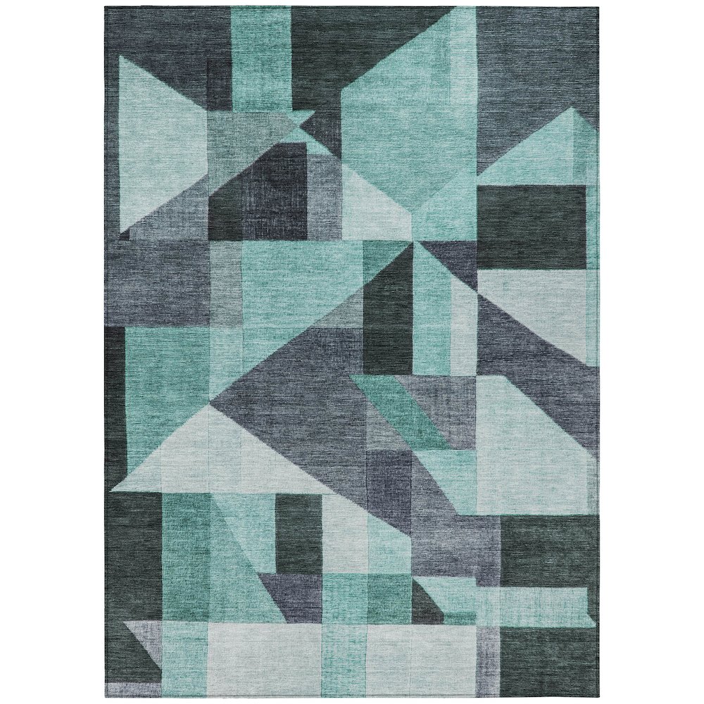 Machine Washable Indoor/Outdoor Chantille ACN2365 Teal 10' x 14' Rug. Picture 1