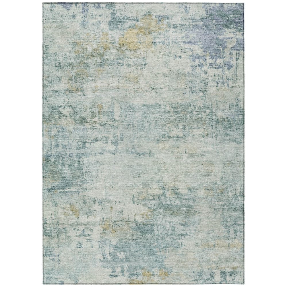 Machine Washable Indoor/Outdoor Chantille ACN2371 Teal 10' x 14' Rug. Picture 1