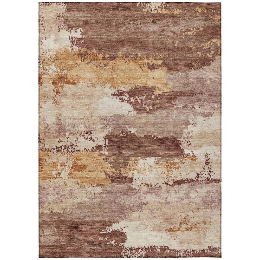 Machine Washable Indoor/Outdoor Chantille ACN2372 Orange 10' x 14' Rug. Picture 1