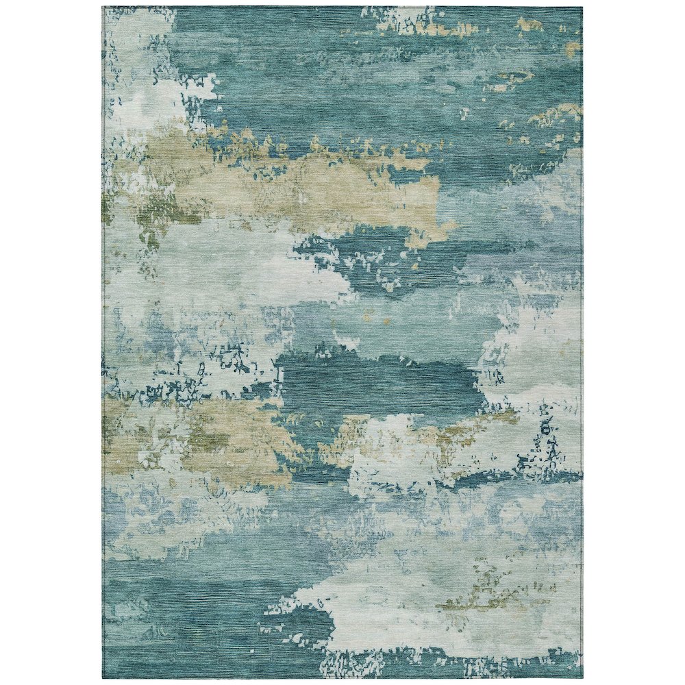 Machine Washable Indoor/Outdoor Chantille ACN2372 Teal 10' x 14' Rug. Picture 1
