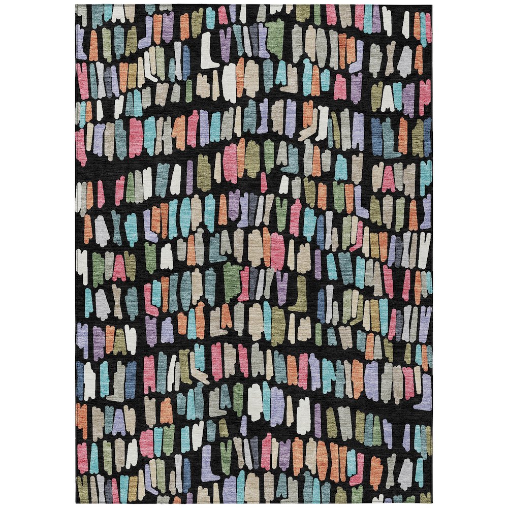 Machine Washable Indoor/Outdoor Chantille ACN2377 Black 10' x 14' Rug. Picture 1