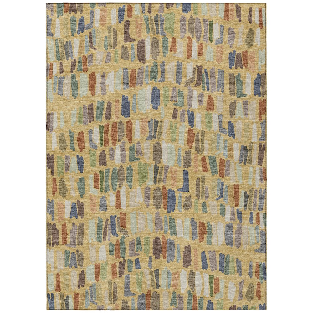Machine Washable Indoor/Outdoor Chantille ACN2377 Gold 10' x 14' Rug. Picture 1