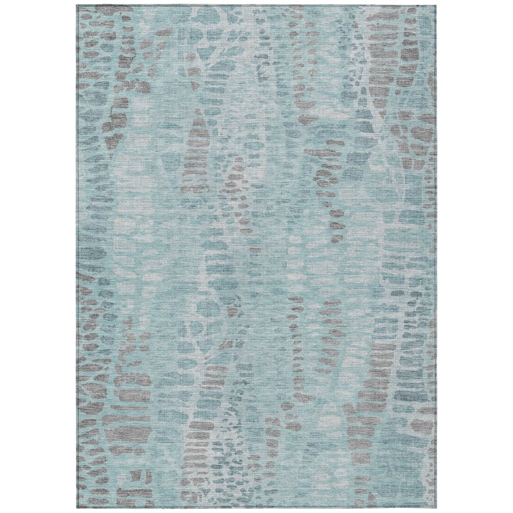 Machine Washable Indoor/Outdoor Chantille ACN2382 Teal 10' x 14' Rug. Picture 1