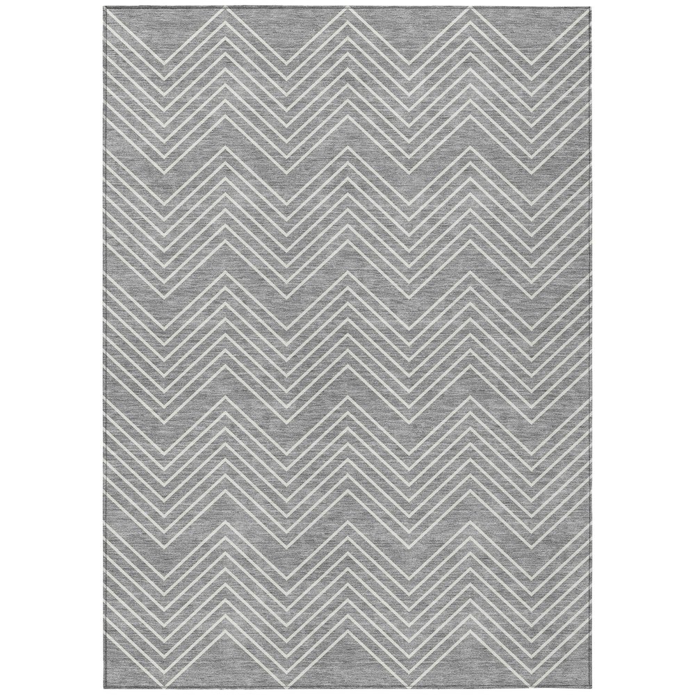 Machine Washable Indoor/Outdoor Chantille ACN2390 Gray 10' x 14' Rug. Picture 1