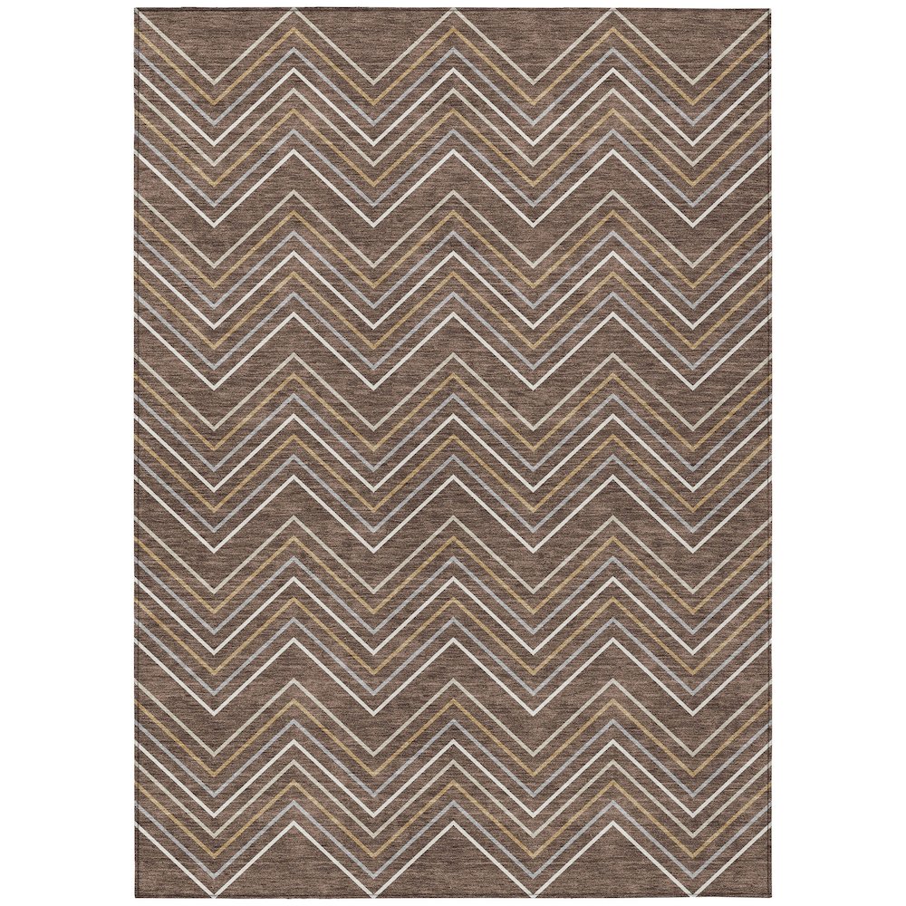 Machine Washable Indoor/Outdoor Chantille ACN2391 Brown 10' x 14' Rug. Picture 1
