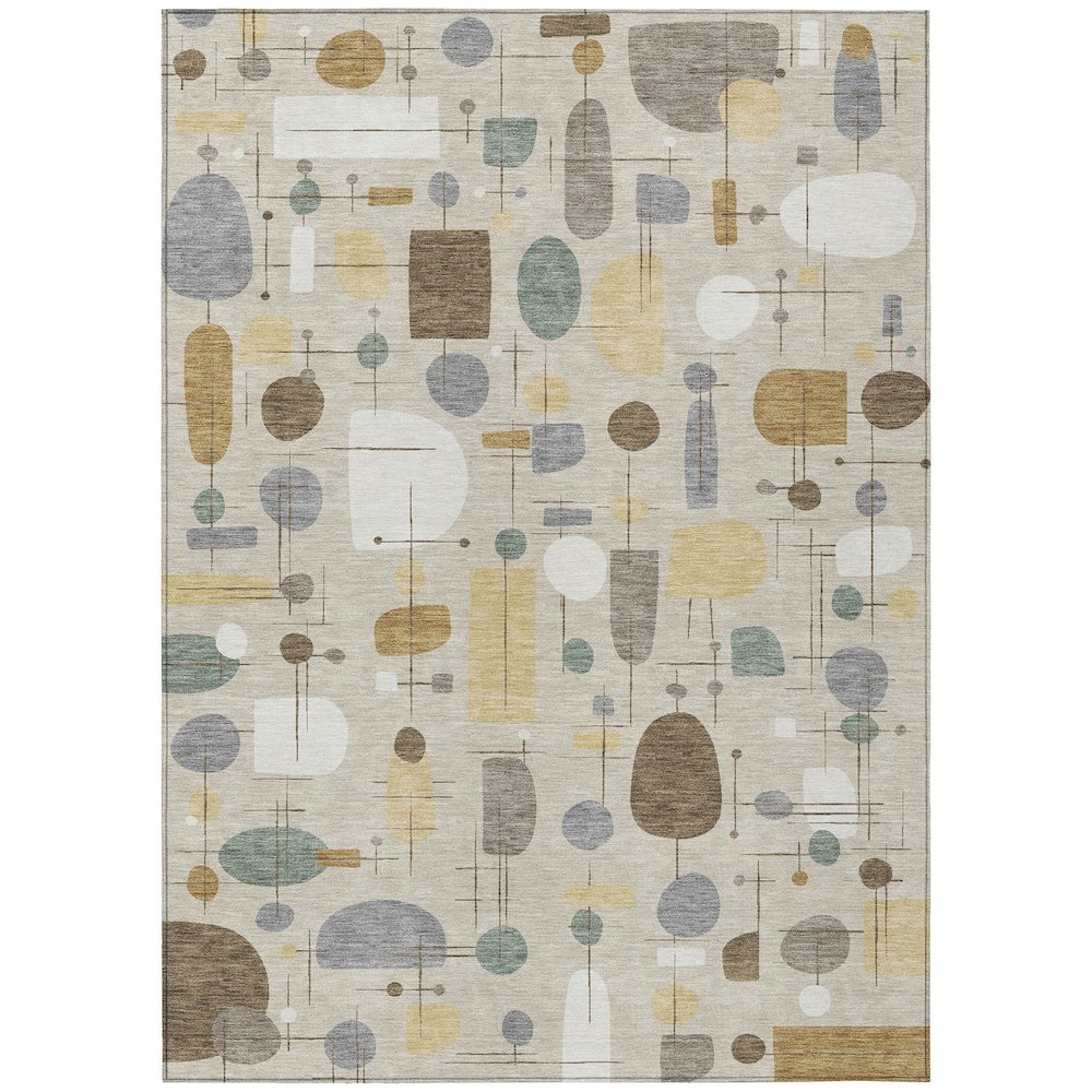 Machine Washable Indoor/Outdoor Chantille ACN2393 Brown 10' x 14' Rug. Picture 1