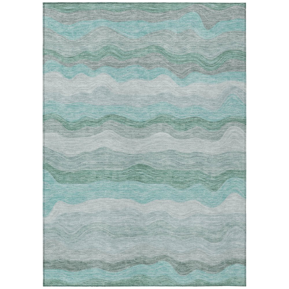 Machine Washable Indoor/Outdoor Chantille ACN2397 Teal 10' x 14' Rug. Picture 1